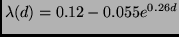 $\lambda(d) = 0.12-0.055{e^{0.26d}}$